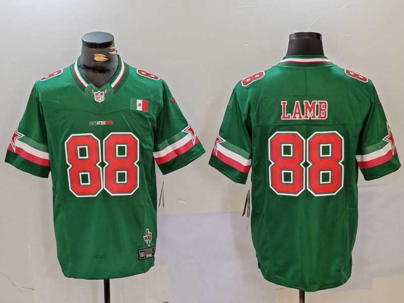 Mens Dallas Cowboys #88 CeeDee Lamb 2024 Mexico Green FUSE Stitched Jersey Dzhi